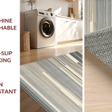 Ultra Soft Area Rug, Non Slip, Stain Resistant, Washable Area Rugs for Living Room, Bedroom, Timeless Elegant Textured Lines(Beige)
