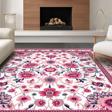 Ultra Soft Area Rug, Non Slip, Stain Resistant, Washable Area Rugs for Living Room, Bedroom, Lively Boho Leafy Patterns(White)