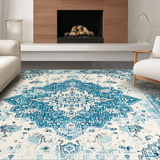 Ultra Soft Area Rug, Non Slip, Stain Resistant, Washable Area Rugs for Living Room, Bedroom, Luxurious Teal Trellis Aesthetic(Blue)