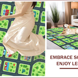 Ultra Soft Area Rug, Non Slip, Stain Resistant, Washable Area Rugs for Living Room, Bedroom, Interactive Cityscape Playmat Design(Black)