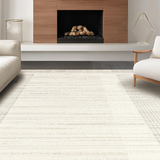 Ultra Soft Area Rug, Non Slip, Stain Resistant, Washable Area Rugs for Living Room, Bedroom, Modern Striped Monochrome Appeal(Beige)