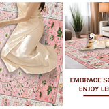Ultra Soft Area Rug, Non Slip, Stain Resistant, Washable Area Rugs for Living Room, Bedroom, Bright Floral Harmony Composition(Pink)