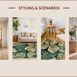 Ultra Soft Area Rug, Non Slip, Stain Resistant, Washable Area Rugs for Living Room, Bedroom, Tropical Monstera Non-Slip Hallway Decor(Green)