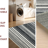 Ultra Soft Area Rug, Non Slip, Stain Resistant, Washable Area Rugs for Living Room, Bedroom, Scandinavian Minimalist Rug With Graphic Linear Design(Black)