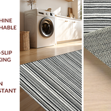 Ultra Soft Area Rug, Non Slip, Stain Resistant, Washable Area Rugs for Living Room, Bedroom, Modern Dash Runner: Monochrome Striped Indoor/Outdoor Carpet(Black)
