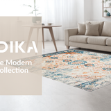Ultra Soft Area Rug, Non Slip, Stain Resistant, Washable Area Rugs for Living Room, Bedroom, Sophisticated Neutral Floral Aesthetic(Orange)