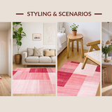 Ultra Soft Area Rug, Non Slip, Stain Resistant, Washable Area Rugs for Living Room, Bedroom, Trendy Bright Shag Pattern(Red)