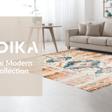 Ultra Soft Area Rug, Non Slip, Stain Resistant, Washable Area Rugs for Living Room, Bedroom, Minimalist Bright Geometric Elements(Orange)