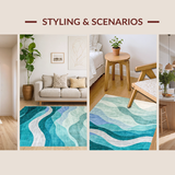 Chic Aqua Hued Textural Waves(Blue)