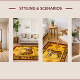 Ultra Soft Area Rug, Non Slip, Stain Resistant, Washable Area Rugs for Living Room, Bedroom, Ethnic Leopard Print Bedroom Meditation Area Carpet(Yellow)