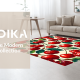Ultra Soft Area Rug, Non Slip, Stain Resistant, Washable Area Rugs for Living Room, Bedroom, Eclectic Fruit Themed Visual Style(Red)
