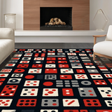 Ultra Soft Area Rug, Non Slip, Stain Resistant, Washable Area Rugs for Living Room, Bedroom, Bold Contemporary Dice Theme(Red)