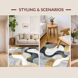 Ultra Soft Area Rug, Non Slip, Stain Resistant, Washable Area Rugs for Living Room, Bedroom, Elegant Abstract Gold and Grey Motif(Gray)