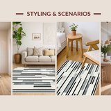 Ultra Soft Area Rug, Non Slip, Stain Resistant, Washable Area Rugs for Living Room, Bedroom, Chic Black And White Stripe Rug: Modern Front Door Welcome Mat(Gray)