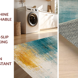 Ultra Soft Area Rug, Non Slip, Stain Resistant, Washable Area Rugs for Living Room, Bedroom, Vibrant Ombre Circle Rug in Distressed Blue Shades with Modern Touch(Blue)