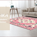 Ultra Soft Area Rug, Non Slip, Stain Resistant, Washable Area Rugs for Living Room, Bedroom, Boho Distressed Pink Beige Living Room Rug(Pink)