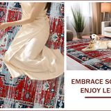Ultra Soft Area Rug, Non Slip, Stain Resistant, Washable Area Rugs for Living Room, Bedroom, Contemporary Distressed Geometric Style(Red)