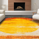 Ultra Soft Area Rug, Non Slip, Stain Resistant, Washable Area Rugs for Living Room, Bedroom, Rustic Distressed Circular Motif(Orange)