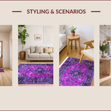 Ultra Soft Area Rug, Non Slip, Stain Resistant, Washable Area Rugs for Living Room, Bedroom, Vintage Floral Lattice Arrangement(Pink)