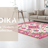 Ultra Soft Area Rug, Non Slip, Stain Resistant, Washable Area Rugs for Living Room, Bedroom, Trendy Rustic Diamond Design(Ivory)