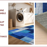 Ultra Soft Area Rug, Non Slip, Stain Resistant, Washable Area Rugs for Living Room, Bedroom, Stylish Modern Blue Tiled Motif(Blue)