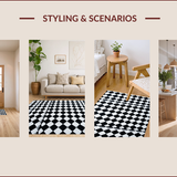Ultra Soft Area Rug, Non Slip, Stain Resistant, Washable Area Rugs for Living Room, Bedroom, Modern Black and White Checkered Dorm Rug(Black)