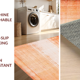Ultra Soft Area Rug, Non Slip, Stain Resistant, Washable Area Rugs for Living Room, Bedroom, Elegant Ombre Gradient Rug Distressed Textured Look Fine Geometric Lines(Orange)