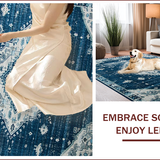 Ultra Soft Area Rug, Non Slip, Stain Resistant, Washable Area Rugs for Living Room, Bedroom, Artistic Floral Patterned Elegance(Blue)