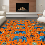 Ultra Soft Area Rug, Non Slip, Stain Resistant, Washable Area Rugs for Living Room, Bedroom, Artistic Elephant Embrace Motif(Orange)