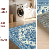 Ultra Soft Area Rug, Non Slip, Stain Resistant, Washable Area Rugs for Living Room, Bedroom, Elegant Transitional Abstract Pattern(Blue)