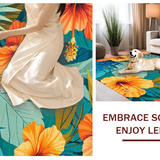 Ultra Soft Area Rug, Non Slip, Stain Resistant, Washable Area Rugs for Living Room, Bedroom, Stylish Contemporary Nature-Inspired Arrangement(Orange)