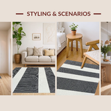 Ultra Soft Area Rug, Non Slip, Stain Resistant, Washable Area Rugs for Living Room, Bedroom, Vibrant Patterned Coastal Design(Gray)