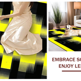 Ultra Soft Area Rug, Non Slip, Stain Resistant, Washable Area Rugs for Living Room, Bedroom, Retro Monochrome Music Motif(Yellow)