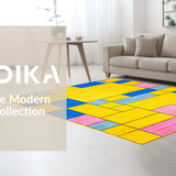Ultra Soft Area Rug, Non Slip, Stain Resistant, Washable Area Rugs for Living Room, Bedroom, Playful Tiled Pattern Design(Yellow)