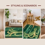 Ultra Soft Area Rug, Non Slip, Stain Resistant, Washable Area Rugs for Living Room, Bedroom, Octopus Art Deco Rug(Green)