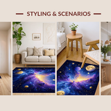 Ultra Soft Area Rug, Non Slip, Stain Resistant, Washable Area Rugs for Living Room, Bedroom, Enchanting Astral Swirl Visual Element(Purple)