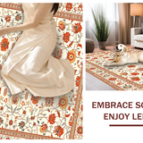 Ultra Soft Area Rug, Non Slip, Stain Resistant, Washable Area Rugs for Living Room, Bedroom, Rustic Warm Floral Tapestry Feel(Ivory)