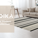 Ultra Soft Area Rug, Non Slip, Stain Resistant, Washable Area Rugs for Living Room, Bedroom, Elegant Earthy Toned Linear Motif(Gray)