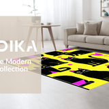 Ultra Soft Area Rug, Non Slip, Stain Resistant, Washable Area Rugs for Living Room, Bedroom, Rustic Earthy Tone Feline Art(Yellow)