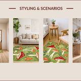 Ultra Soft Area Rug, Non Slip, Stain Resistant, Washable Area Rugs for Living Room, Bedroom, Whimsical Floral Snail Motif(Green)