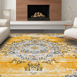 Ultra Soft Area Rug, Non Slip, Stain Resistant, Washable Area Rugs for Living Room, Bedroom, Elegant Distressed Artful Arrangement(Yellow)