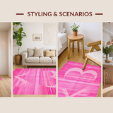 Ultra Soft Area Rug, Non Slip, Stain Resistant, Washable Area Rugs for Living Room, Bedroom, Vibrant Soft Curved Patterns(Pink)