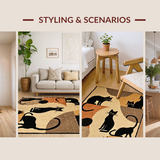Ultra Soft Area Rug, Non Slip, Stain Resistant, Washable Area Rugs for Living Room, Bedroom, Charming Quirky Cat Entrance(Beige)