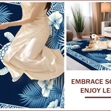 Ultra Soft Area Rug, Non Slip, Stain Resistant, Washable Area Rugs for Living Room, Bedroom, Contemporary Multicolor Coastal Motif(Blue)