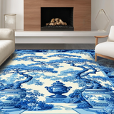 Ultra Soft Area Rug, Non Slip, Stain Resistant, Washable Area Rugs for Living Room, Bedroom, Serene Green Pastoral Design Accent(Blue)