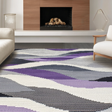 Ultra Soft Area Rug, Non Slip, Stain Resistant, Washable Area Rugs for Living Room, Bedroom, Refined Textured Artful Aesthetic(Purple)