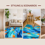 Ultra Soft Area Rug, Non Slip, Stain Resistant, Washable Area Rugs for Living Room, Bedroom, Colorful Marine Life Pattern(Orange)