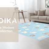 Ultra Soft Area Rug, Non Slip, Stain Resistant, Washable Area Rugs for Living Room, Bedroom, Joyful Animal Friends Concept(Blue)