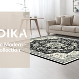 Ultra Soft Area Rug, Non Slip, Stain Resistant, Washable Area Rugs for Living Room, Bedroom, Elegant Floral Lattice Design Approach(Black)