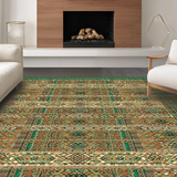 Ultra Soft Area Rug, Non Slip, Stain Resistant, Washable Area Rugs for Living Room, Bedroom, Rustic Tiled Symmetrical Design(Brown)